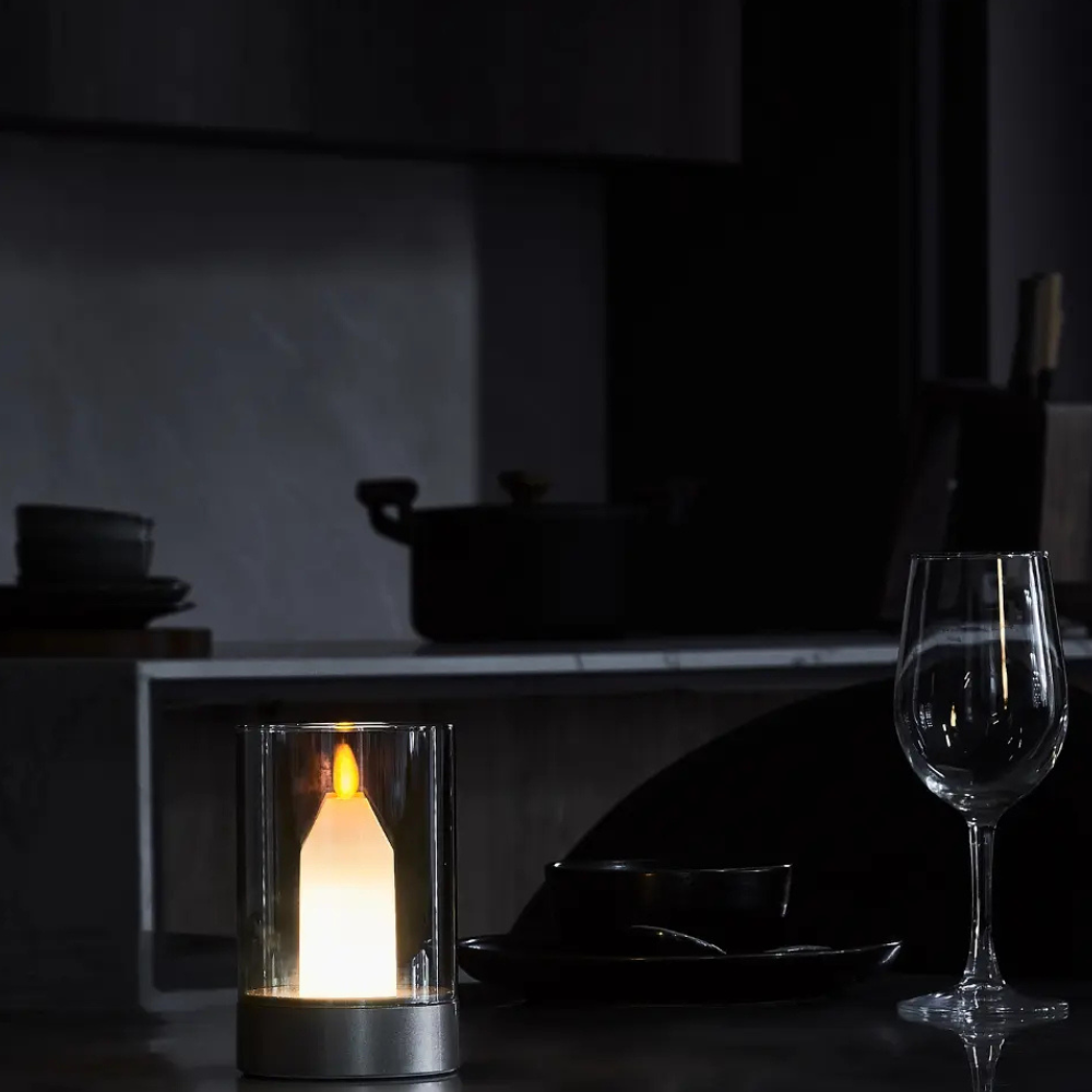 LED Candle Lamp, Glass Cylinder, USB Rechargeable, Motion Control | Euroselle