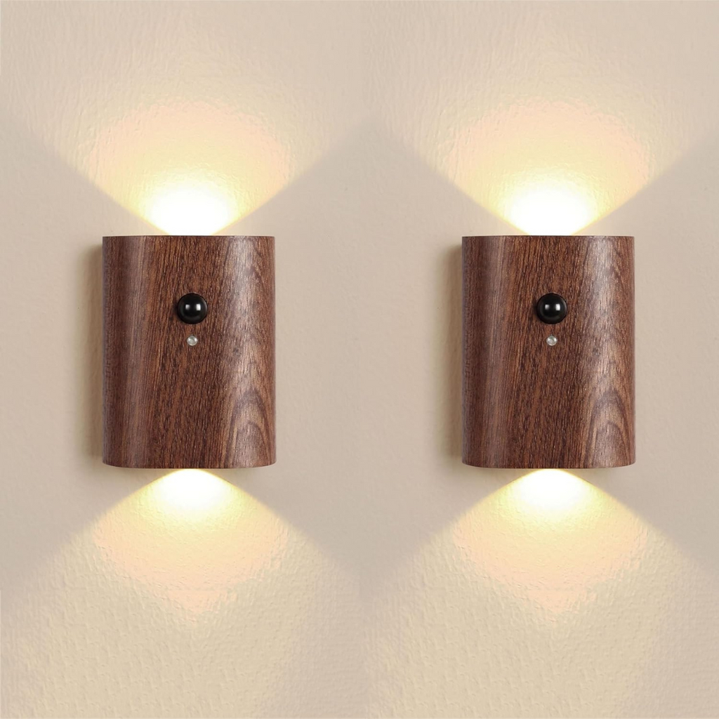 Wall Light LED Motion Sensor USB Rechargeable 2700K Wood PC 7.3 cm | Euroselle