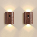 Wall Light LED Motion Sensor USB Rechargeable 2700K Wood PC 7.3 cm | Euroselle