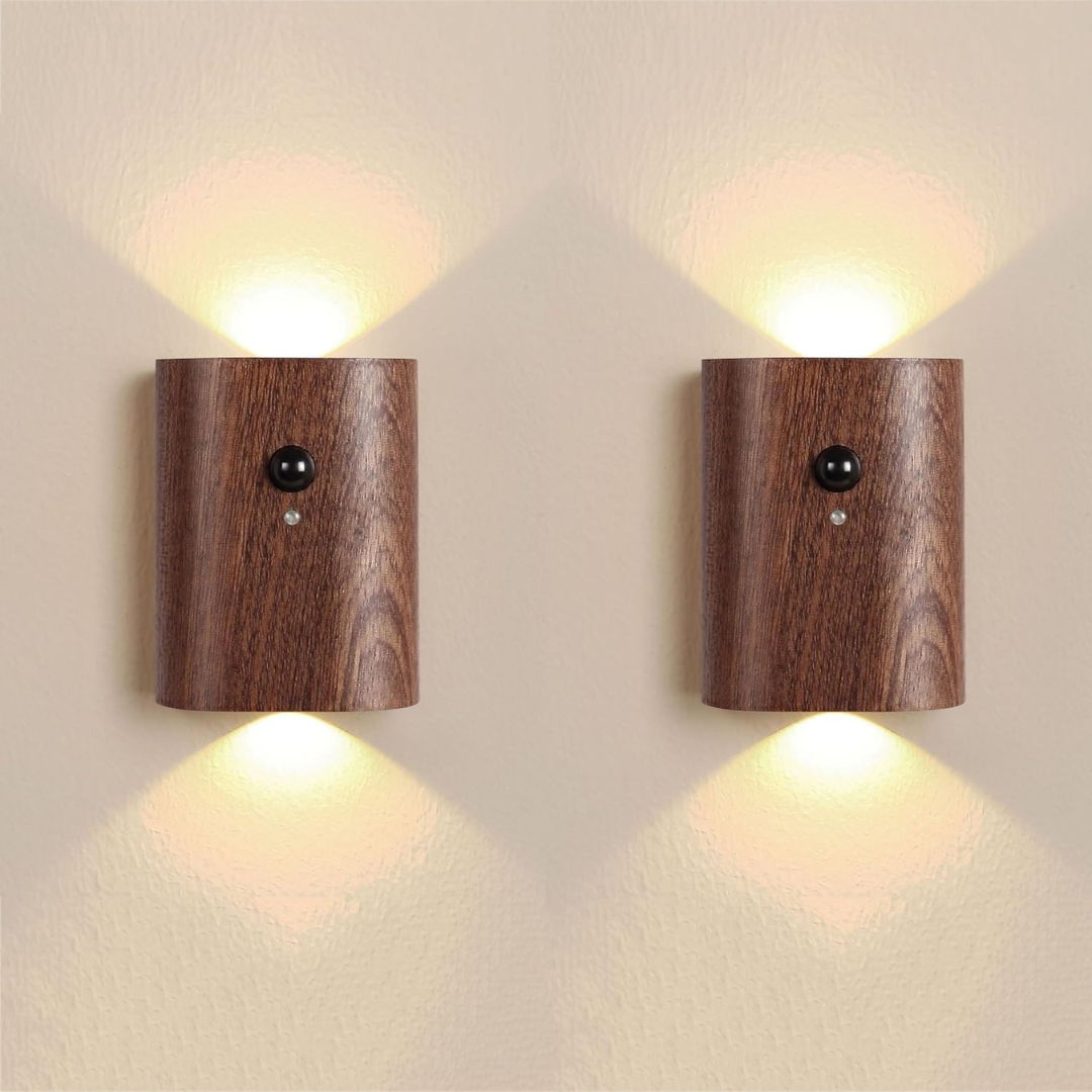 Wall Light LED Motion Sensor USB Rechargeable 2700K Wood PC 7.3 cm | Euroselle