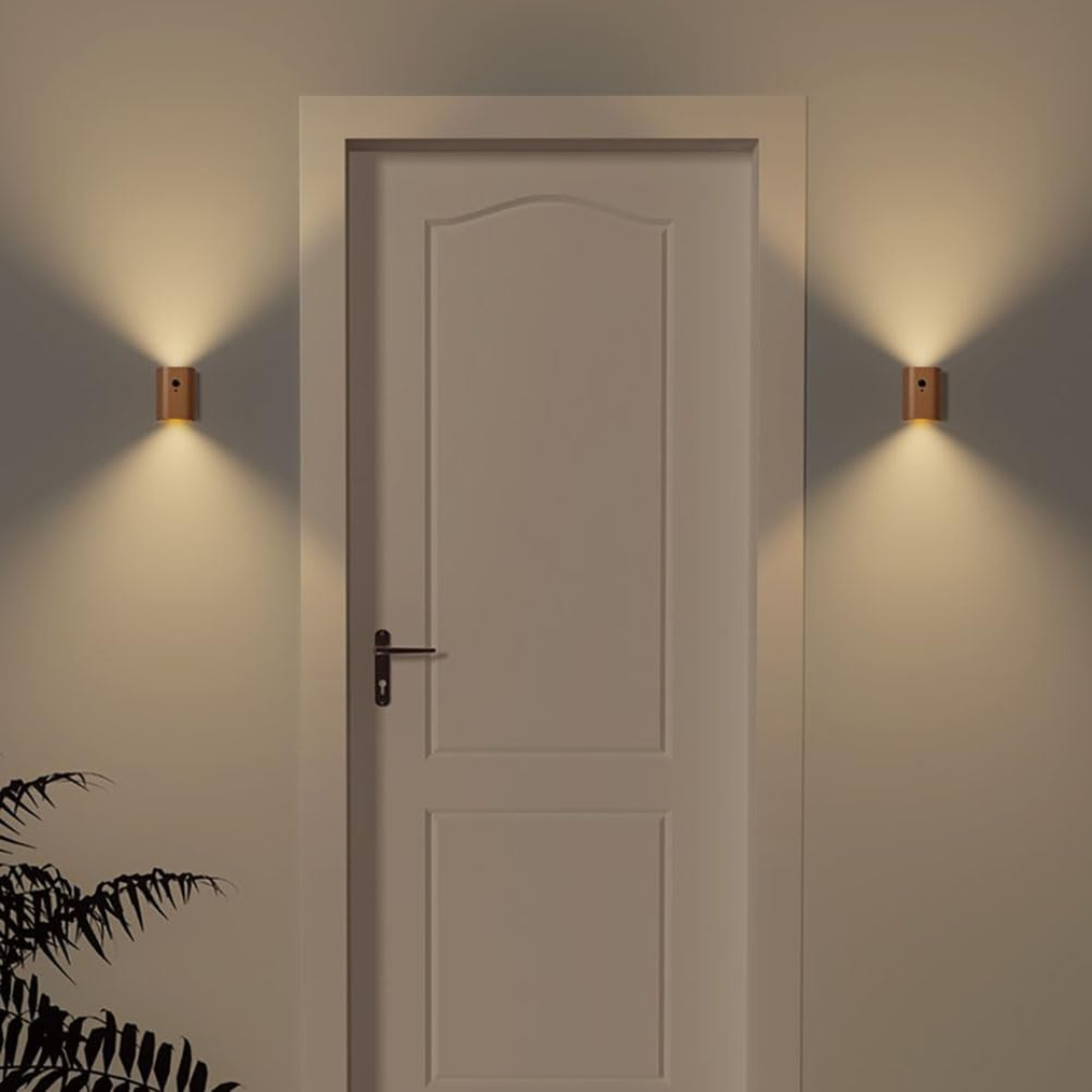 Wall Light LED Motion Sensor USB Rechargeable 2700K Wood PC 7.3 cm | Euroselle