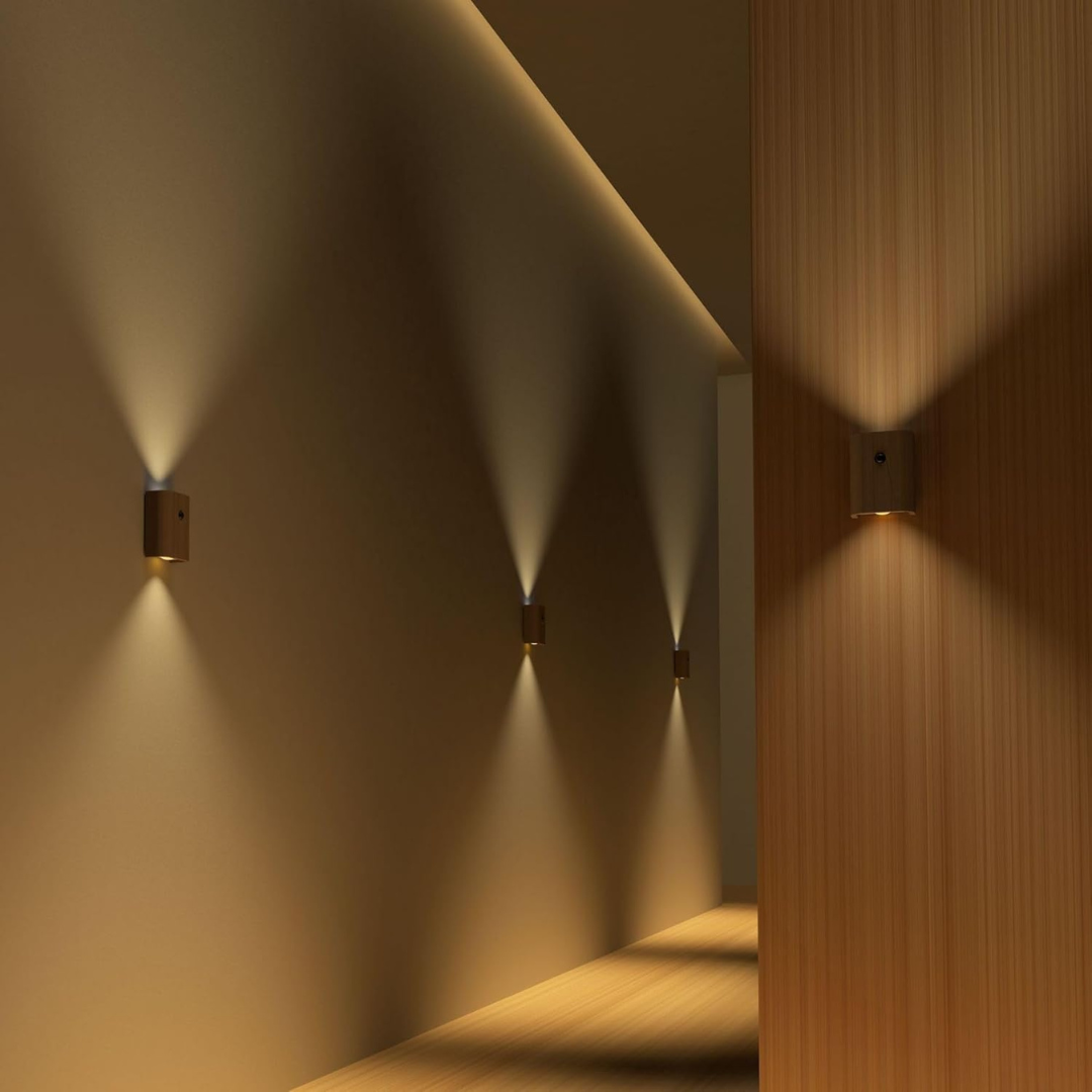 Wall Light LED Motion Sensor USB Rechargeable 2700K Wood PC 7.3 cm | Euroselle