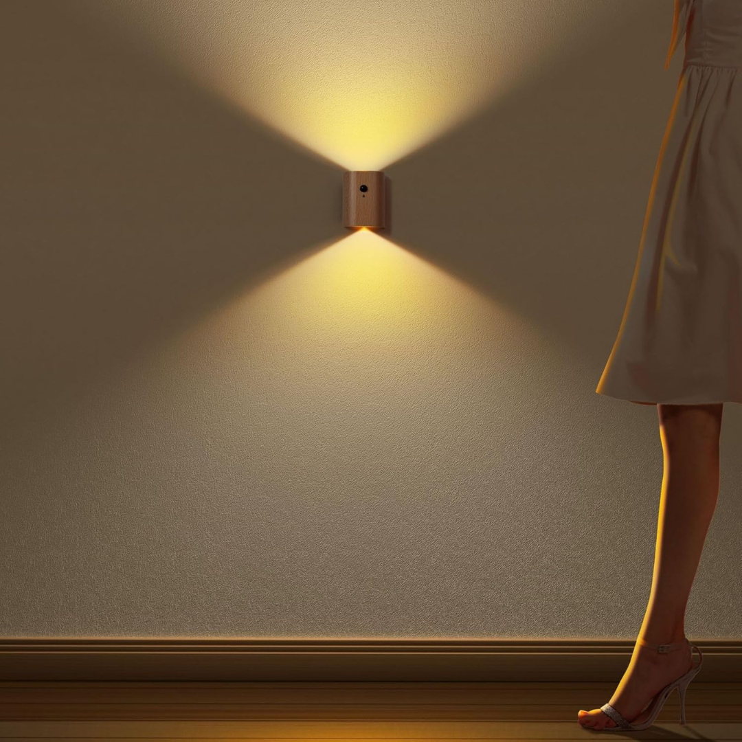 Wall Light LED Motion Sensor USB Rechargeable 2700K Wood PC 7.3 cm | Euroselle