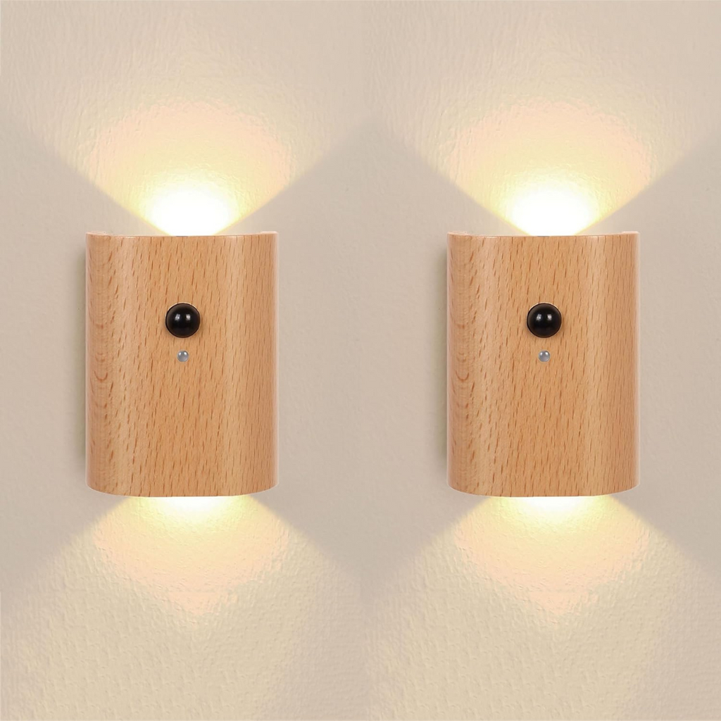 Wall Light LED Motion Sensor USB Rechargeable 2700K Wood PC 7.3 cm | Euroselle