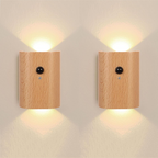 Wall Light LED Motion Sensor USB Rechargeable 2700K Wood PC 7.3 cm | Euroselle