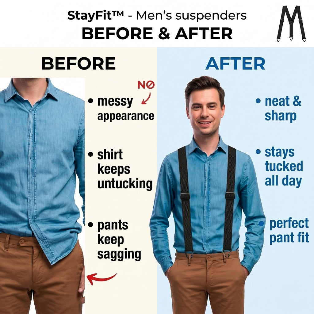 Verstellbare Hosenträger für Herren — Metallclips, X- und Y-Rücken