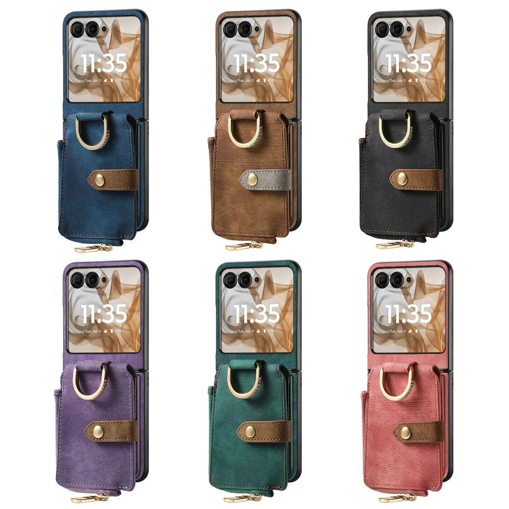 כיסוי ארנק מ-PU דמוי עור ל-Motorola Razr 2023-2026 — רוכסן מגנטי