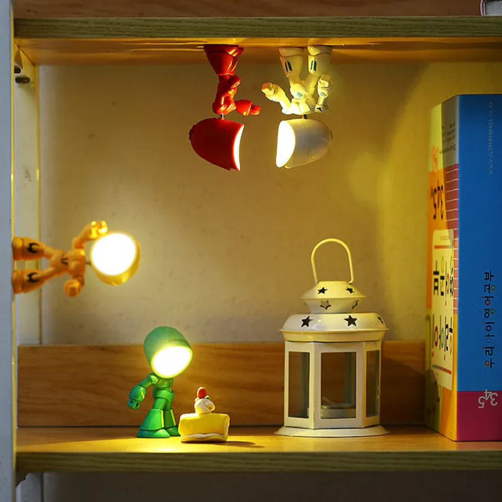Roboter-LED-Tischlampe, Kunststoff, warmes Licht, batteriebetrieben | Euroselle