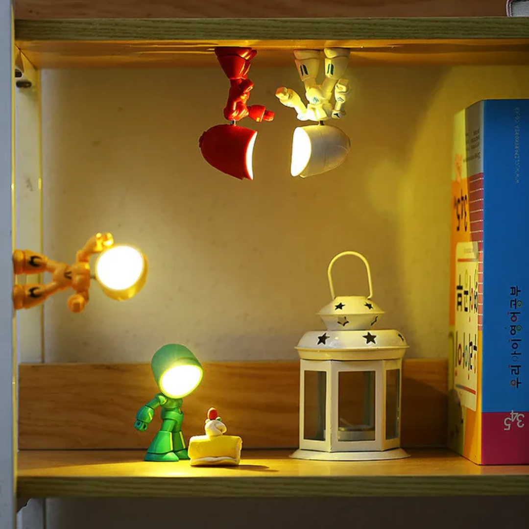 Roboter-LED-Tischlampe, Kunststoff, warmes Licht, batteriebetrieben | Euroselle