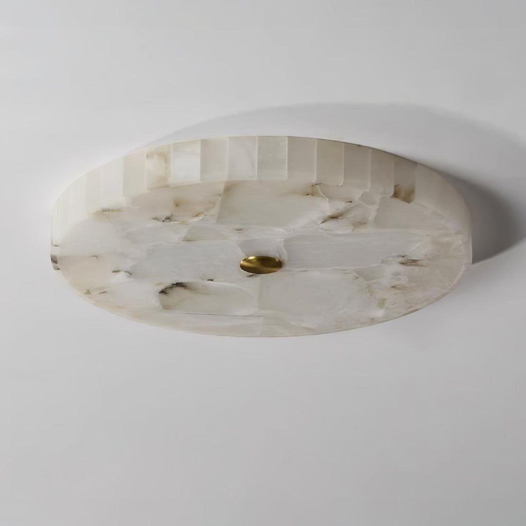 2 in LED-taklampe — alabastkuppel, gulldetalj, justerbar fargetemperatur