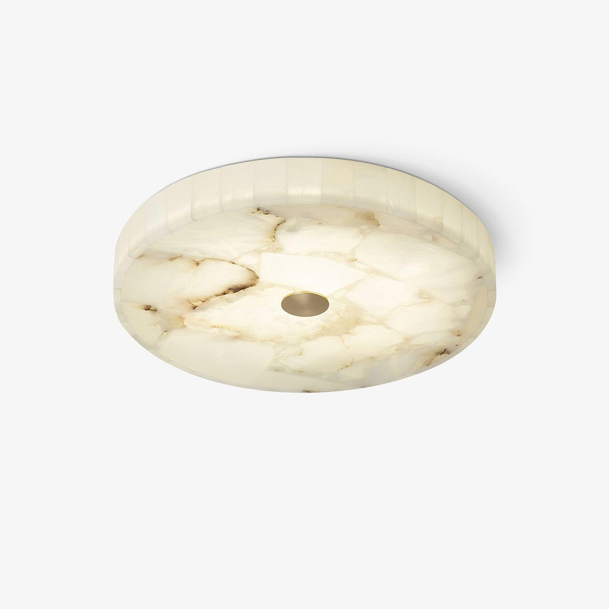 2 in LED-taklampe — alabastkuppel, gulldetalj, justerbar fargetemperatur