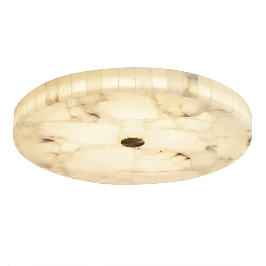 2 in LED-taklampe — alabastkuppel, gulldetalj, justerbar fargetemperatur