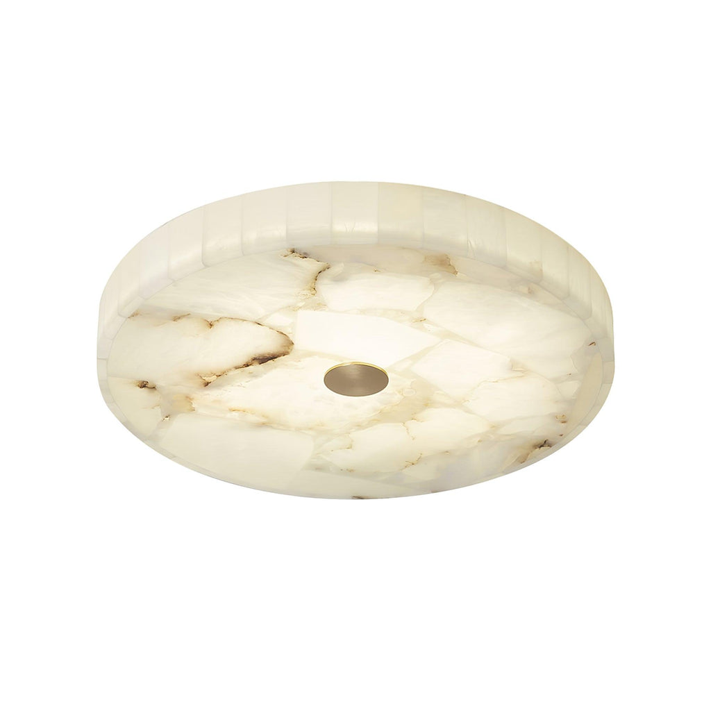 2 in LED-taklampe — alabastkuppel, gulldetalj, justerbar fargetemperatur