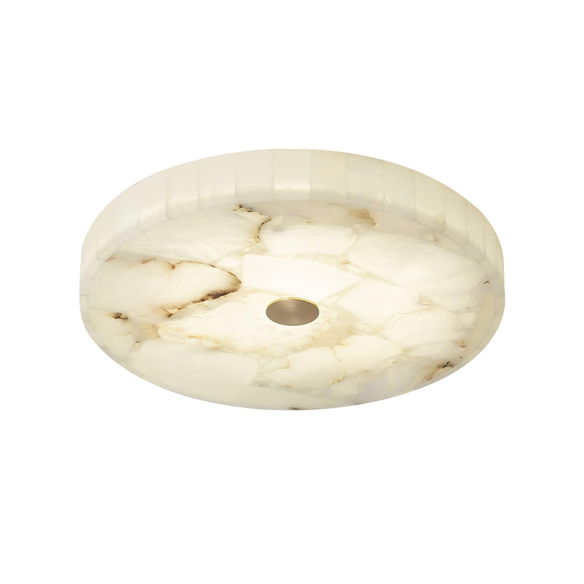 2 in LED-taklampe — alabastkuppel, gulldetalj, justerbar fargetemperatur