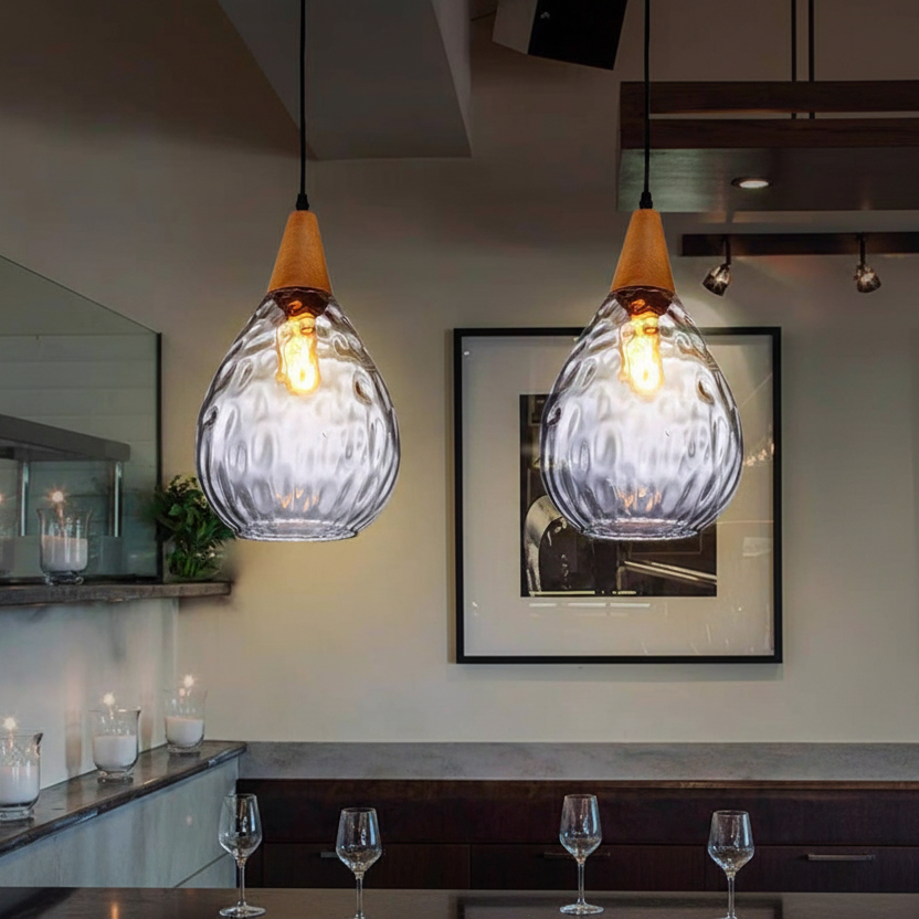 Teardrop Pendant Light Vintage Glass Fixture for Home Ambiance - Euroselle