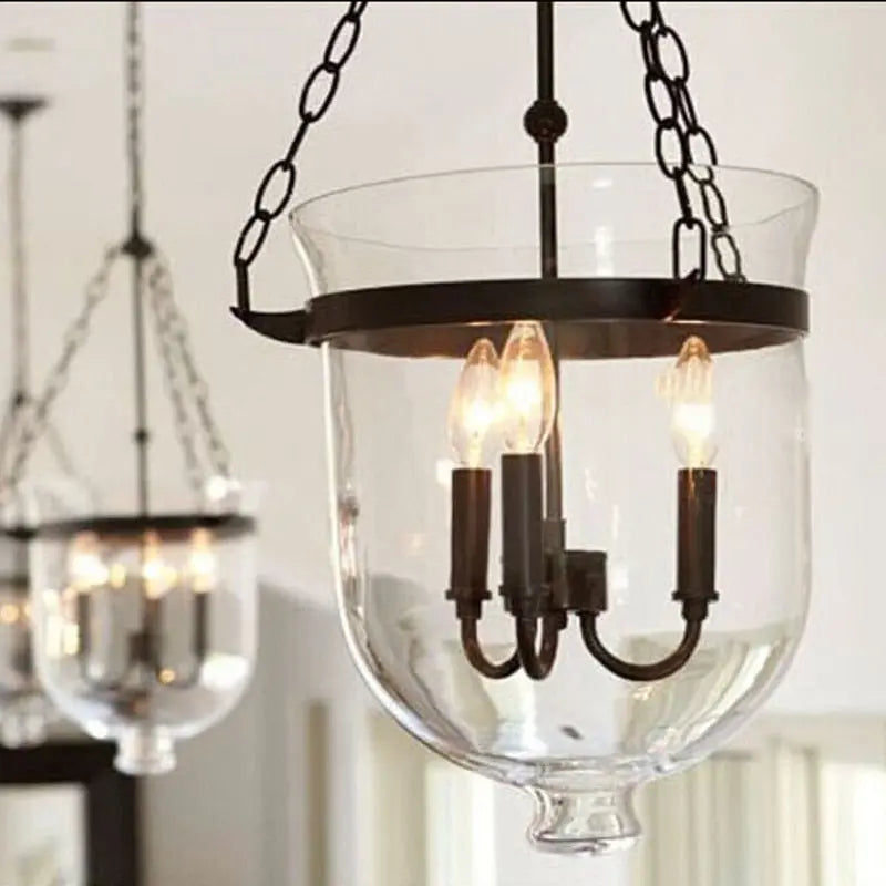 Rustic Bell Jar Pendant Light — Adjustable Height, Direct Downlight
