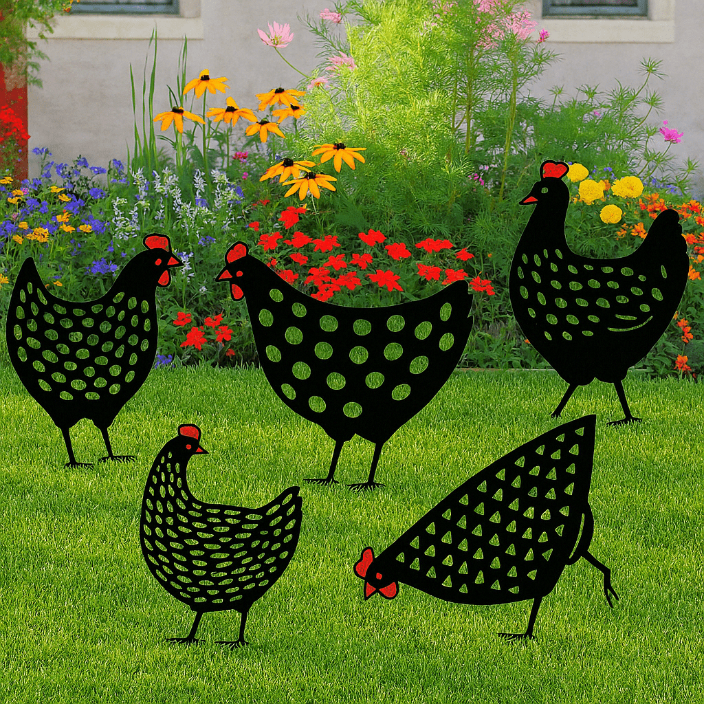 Sculpture de poulet en métal style vintage pour décoration de jardin extérieur - Euroselle