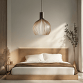 Arden | Adjustable Bamboo and Wood Cage Pendant Light for Kitchen and Modern Interiors