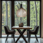 Arden | Adjustable Bamboo and Wood Cage Pendant Light for Kitchen and Modern Interiors