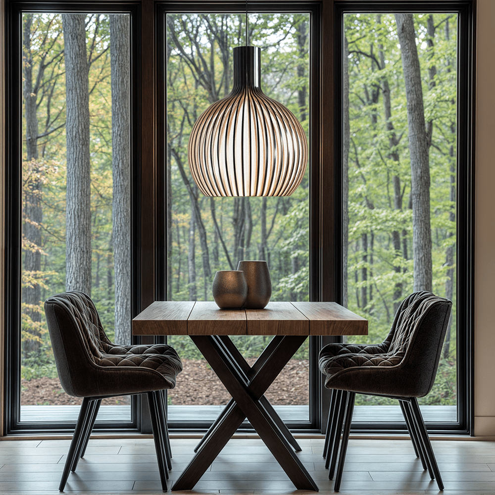 Arden | Adjustable Bamboo and Wood Cage Pendant Light for Kitchen and Modern Interiors