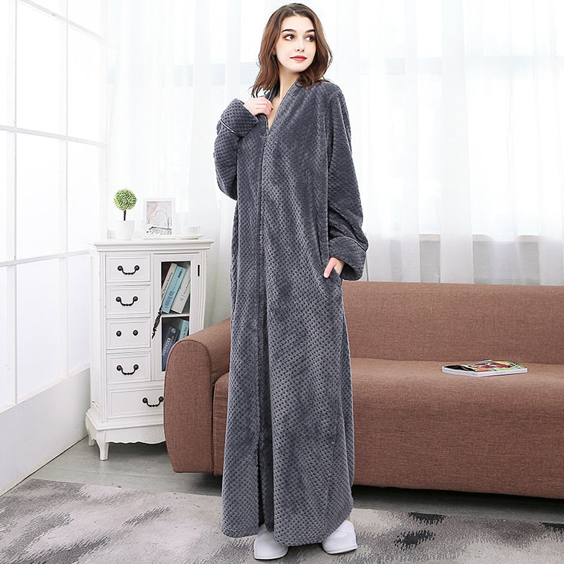 Robe de banho em lã polar com fecho para mulher e homem, com ou sem capuz, térmico, para usar em casa, com bolsos, macio, leve e quente