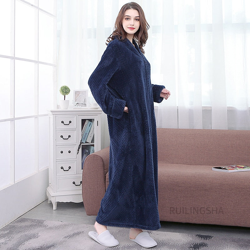 Robe de banho em lã polar com fecho para mulher e homem, com ou sem capuz, térmico, para usar em casa, com bolsos, macio, leve e quente
