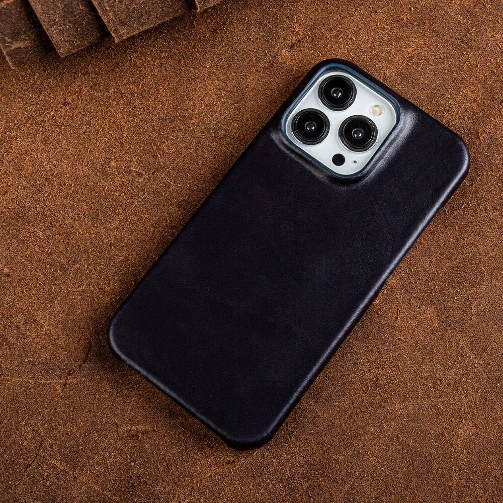 Etui do iPhone'a z pełnoziarnistej skóry bydlęcej — amortyzująca wstrząsy podwyższona krawędź aparatu