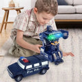 Jouet robot NovaDrive 2-en-1 — design de voiture de police transformable, feux LED intégrés