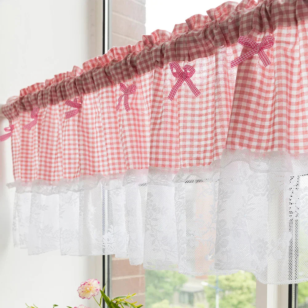 Plaid Lace Half Curtain for Kitchen and Small Windows - Euroselle