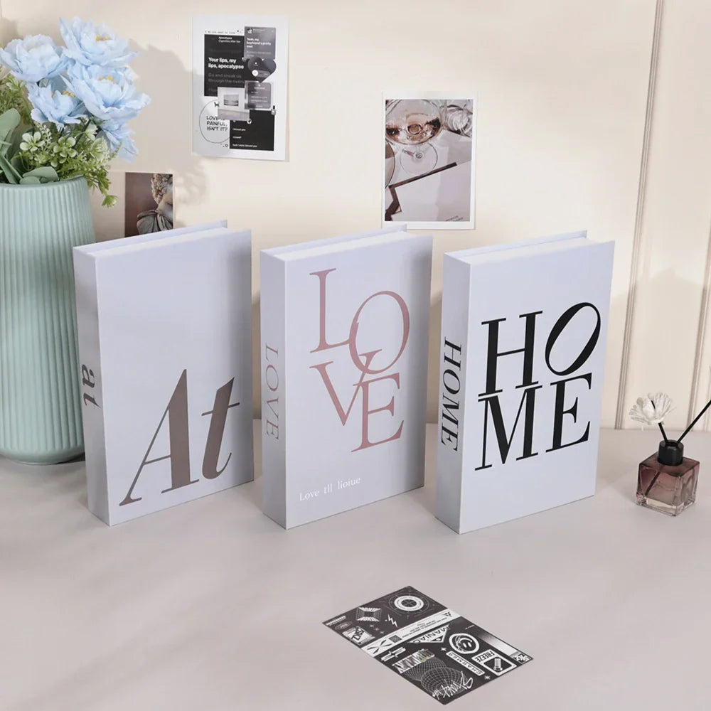 3-Piece Hollow Cardboard Book Stack Display Set — Shelf Decor