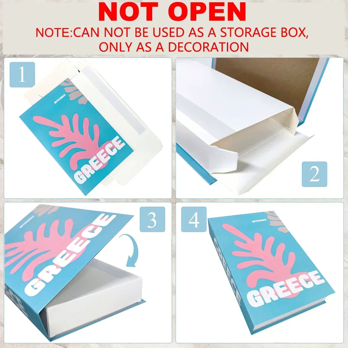 3-Piece Hollow Cardboard Book Stack Display Set — Shelf Decor