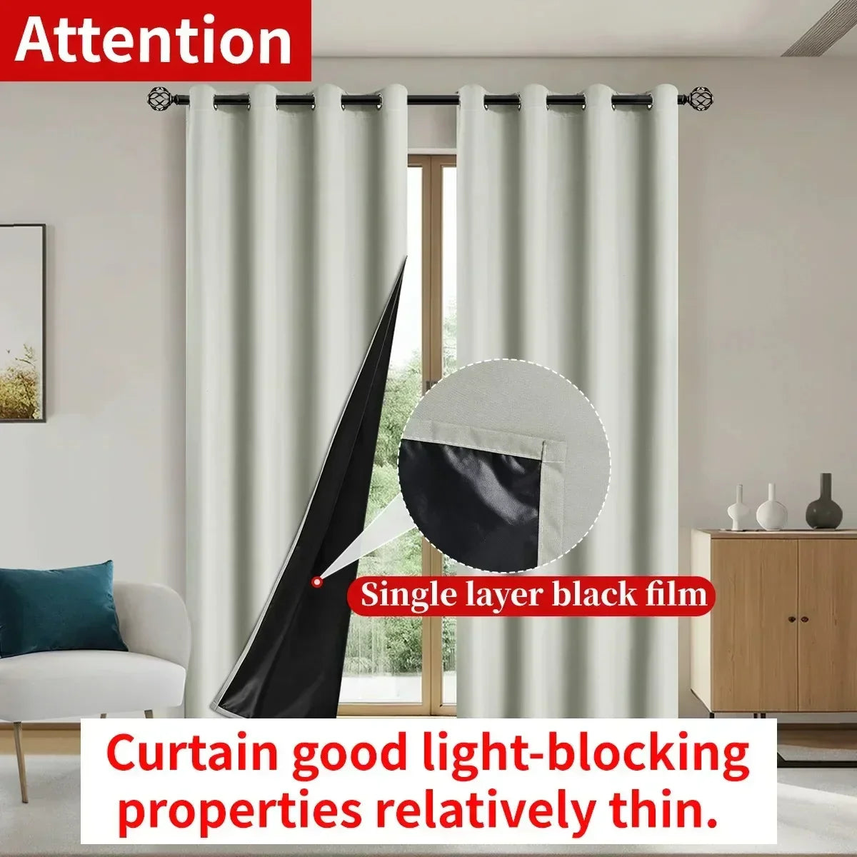 Modern 100% Blackout Curtains with Coated Lining for Bedroom & Living Room - Euroselle