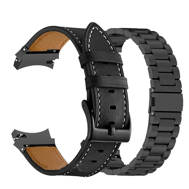 Correa de cuero y acero para Galaxy Watch 5 — Ajustable, varios acabados