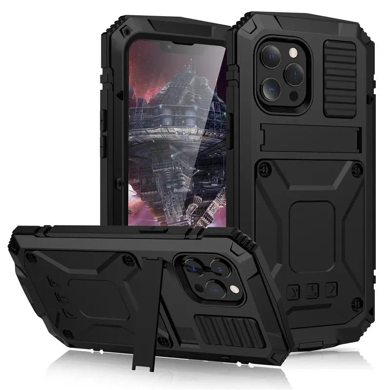 Wytrzymałe metalowe etui do iPhone’a 14/13/12/11 — podwyższona osłona aparatu