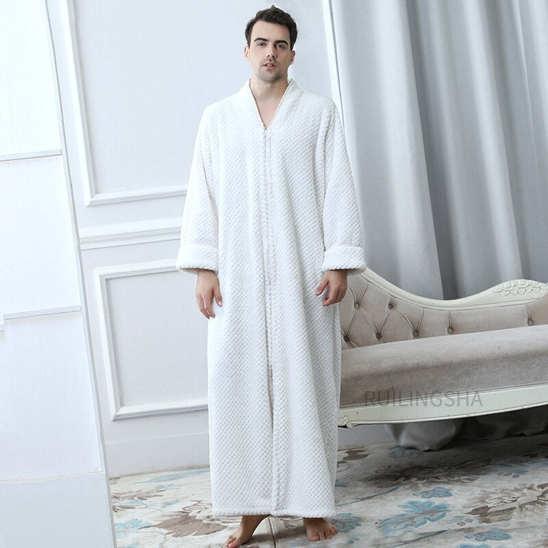 Robe de banho em lã polar com fecho para mulher e homem, com ou sem capuz, térmico, para usar em casa, com bolsos, macio, leve e quente
