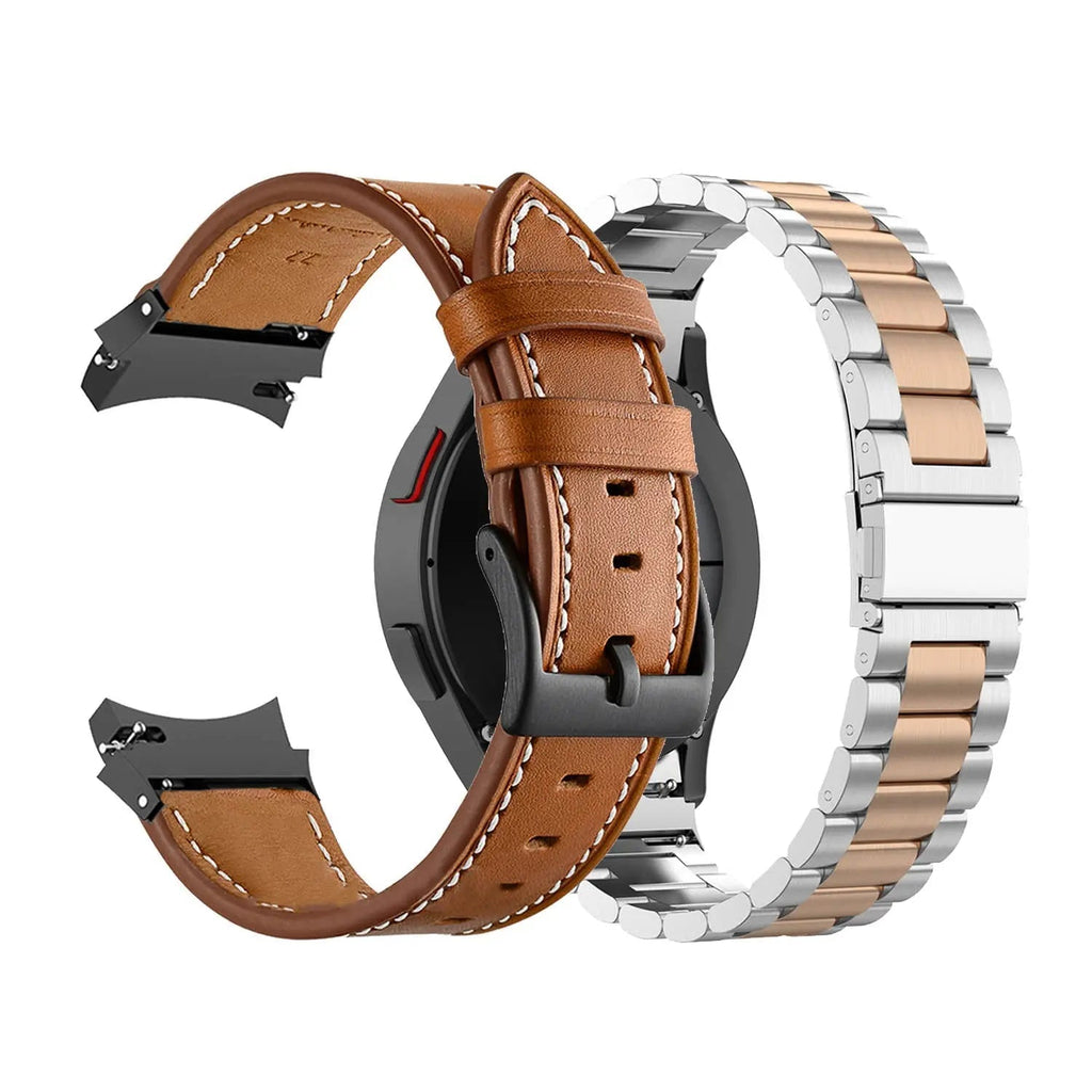 Correa de cuero y acero para Galaxy Watch 5 — Ajustable, varios acabados