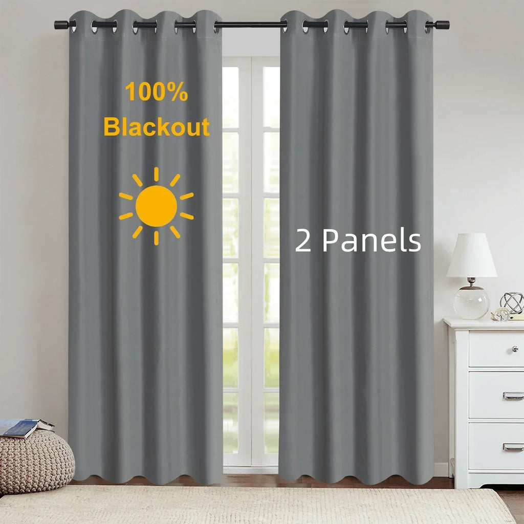 Modern 100% Blackout Curtains with Coated Lining for Bedroom & Living Room - Euroselle