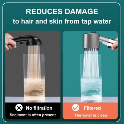 AquaPulse PowerStream Filtered Shower Head — Strong Water Jet, Purified Filtration