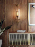 Adriel - Modern Honeycomb Brass & Glass Wall Sconce