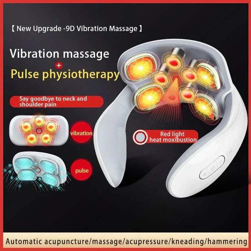 HaloNex Smart Neck Massager z funkcją podgrzewania — kompaktowe urządzenie wibracyjne i pulsacyjne, 5 prędkości