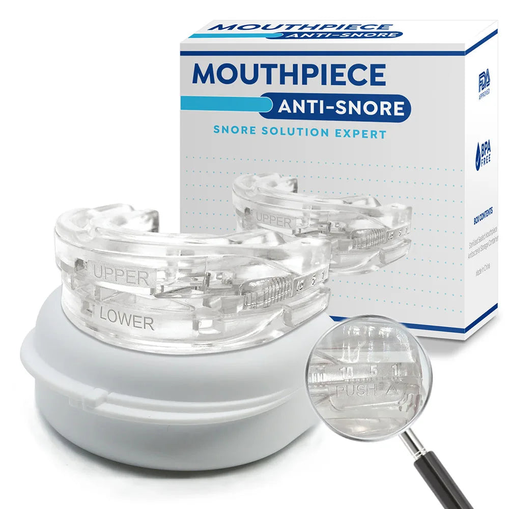Dispositivo orale antirussamento NexSleep Guard — Design con avanzamento della mandibola inferiore, meccanismo per mantenere libere le vie aeree