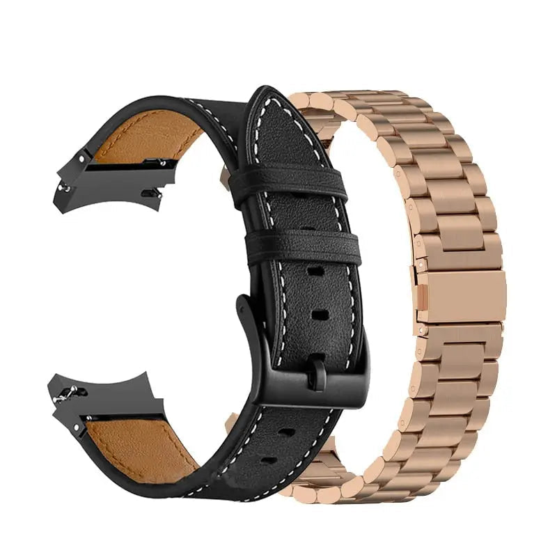 Correa de cuero y acero para Galaxy Watch 5 — Ajustable, varios acabados