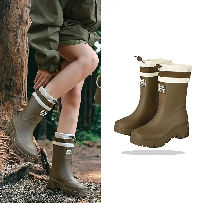 Women's Vintage Rubber Rain Boots — Waterproof, Non-Slip Sole