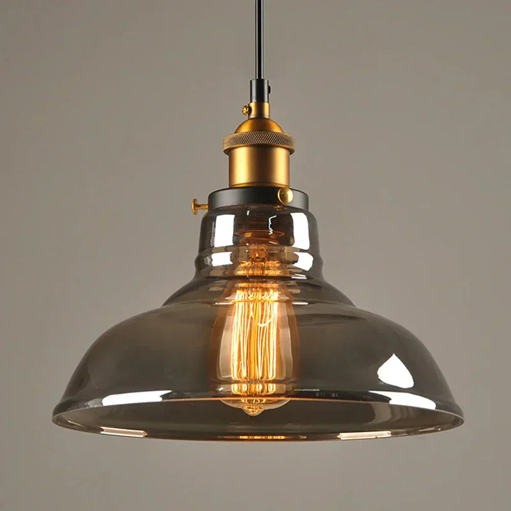 Retro Industrial Glass Pendant Light For Home And Bar