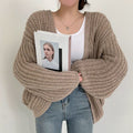 Women's Oversized Chunky Knit Cardigan — Open Front, Balloon Sleeves
