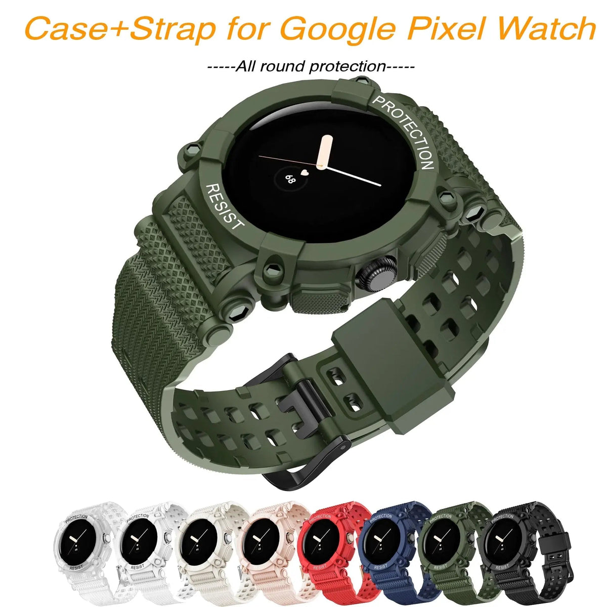Armband und Bumper-Schutzhülle für die Pixel Watch im Set – Passender Schutz