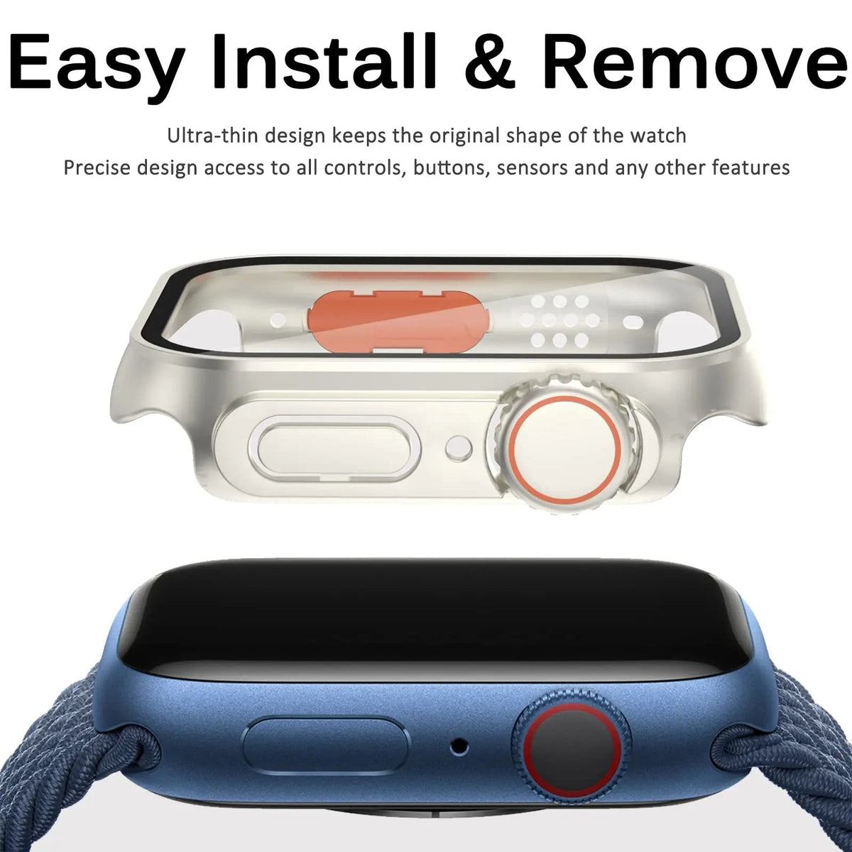 Herdet glassdeksel til Apple Watch Series 7/8/SE, dekning på 40–45 mm