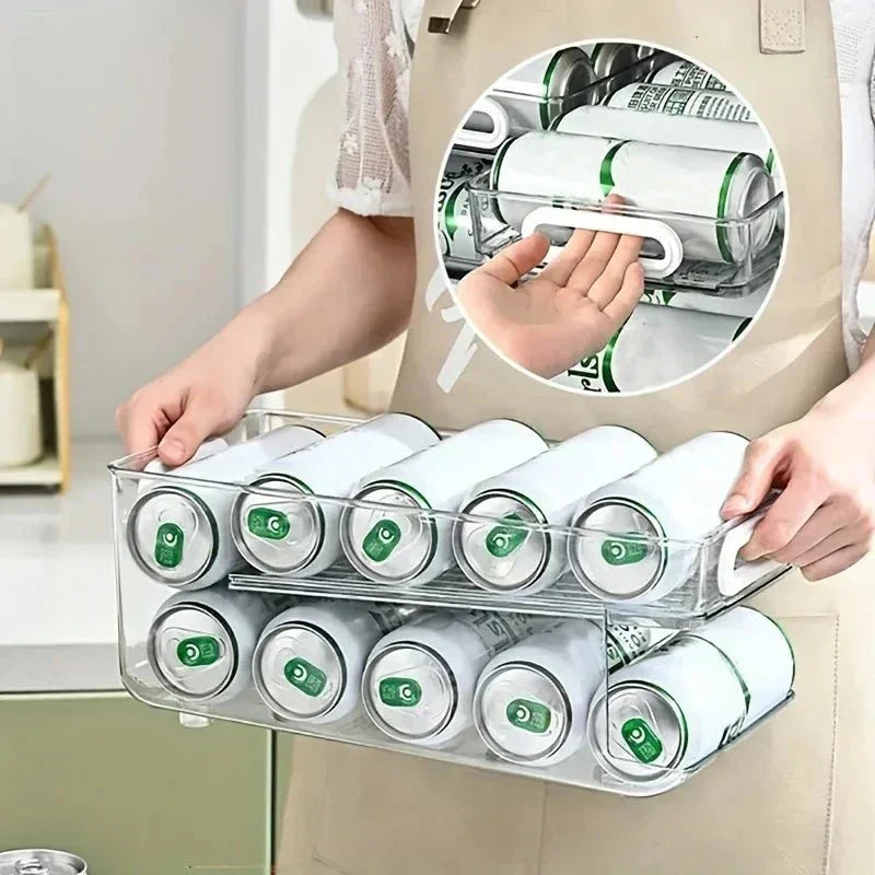AeroCan Dual-Tier Can Dispenser — Automatic Roll-Forward Mechanism