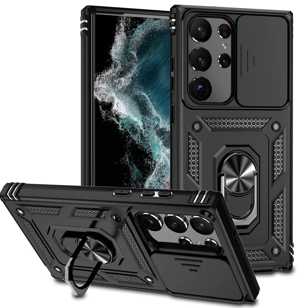 Funda para la serie Samsung Galaxy S23 - protector de cámara y soporte plegable