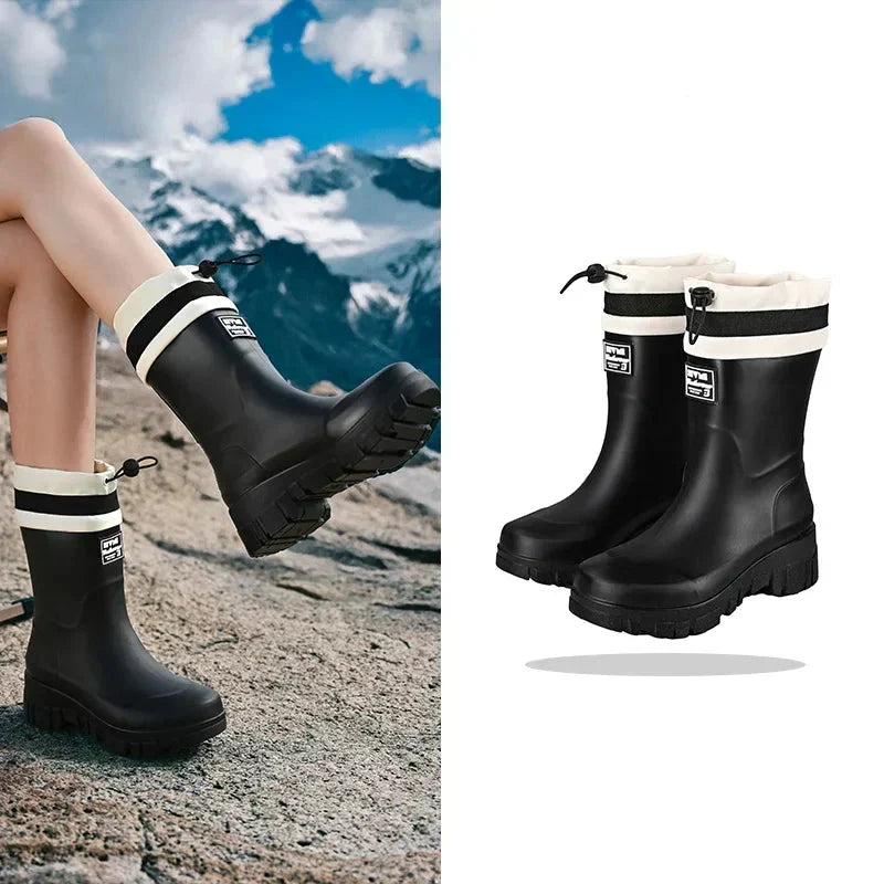 Women's Vintage Rubber Rain Boots — Waterproof, Non-Slip Sole